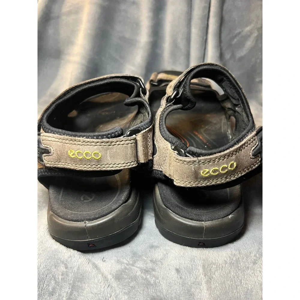 Ecco Mens‎ 43 Gray Leather Sport Sandals Offroad Yucatan Outdoor Hiking Comfort